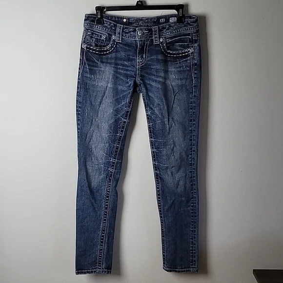 Miss Me Jeans Signature Skinny Floral Stitching Size 28 - Picture 5 of 9